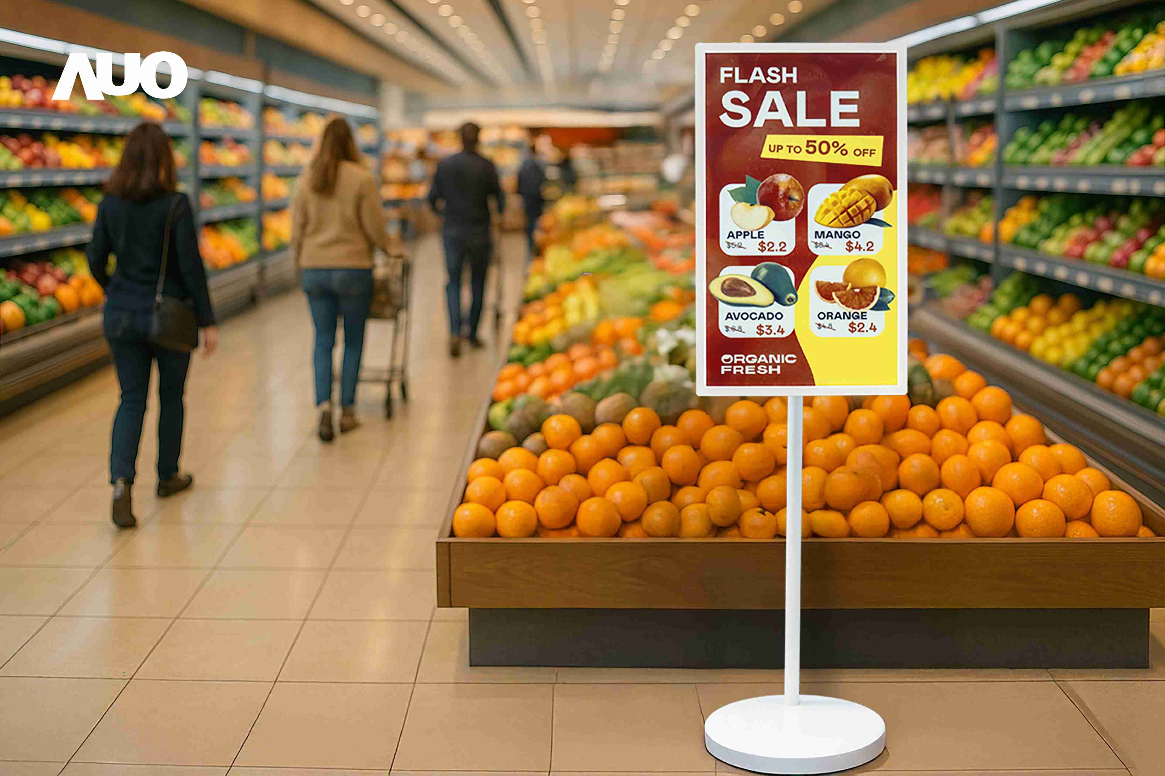 达擎首亮相低功耗、、全彩的〝aecoPost电子纸解决方案〞，，，仅在更新画面时需要微量的电力驱动，，无需布建电线的便捷设计，，，使其可灵活应用、、随意置放，，并可透过云端或行动装置app，，轻松管理及排程广告内容，，，，晋升店头营销利器。。。